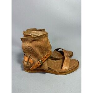 A.S.98 Benson Boot Tan Leather Ankle-Strap Sandals